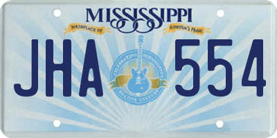 MS license plate JHA554