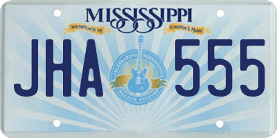 MS license plate JHA555