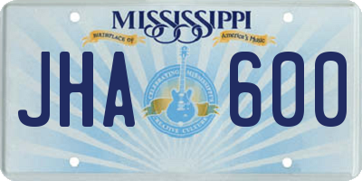 MS license plate JHA600