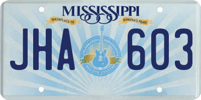 MS license plate JHA603