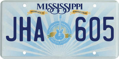 MS license plate JHA605