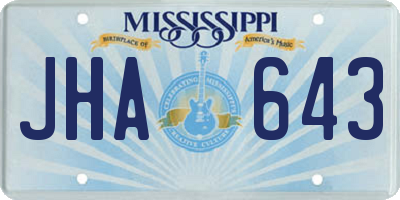 MS license plate JHA643