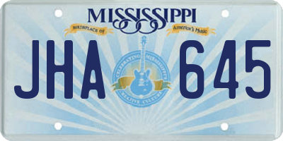 MS license plate JHA645