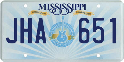MS license plate JHA651