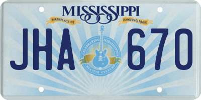 MS license plate JHA670