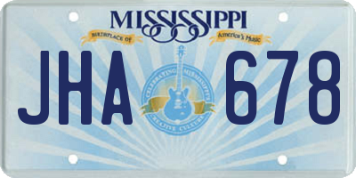 MS license plate JHA678