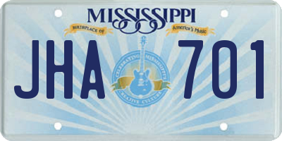 MS license plate JHA701