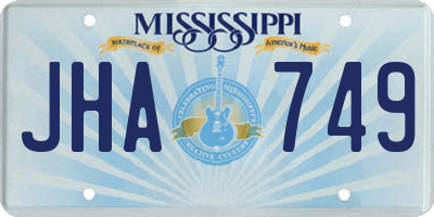 MS license plate JHA749
