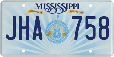 MS license plate JHA758