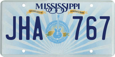 MS license plate JHA767