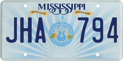 MS license plate JHA794