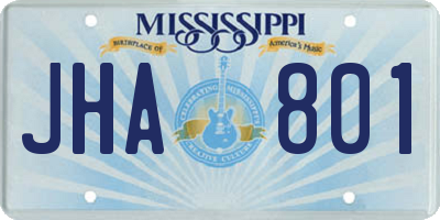 MS license plate JHA801