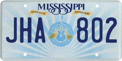 MS license plate JHA802