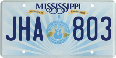 MS license plate JHA803