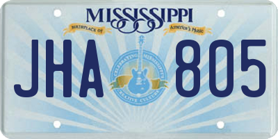 MS license plate JHA805