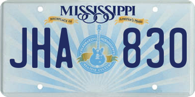 MS license plate JHA830