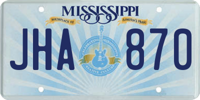 MS license plate JHA870