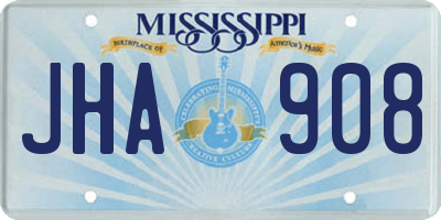 MS license plate JHA908