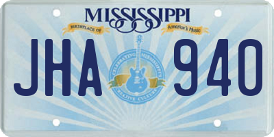 MS license plate JHA940