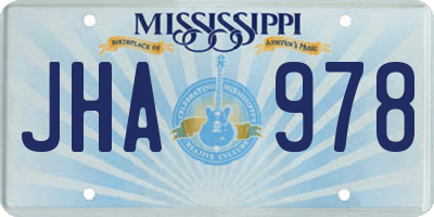 MS license plate JHA978