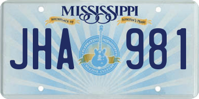 MS license plate JHA981
