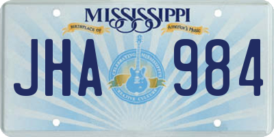 MS license plate JHA984