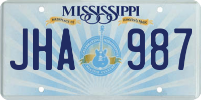 MS license plate JHA987