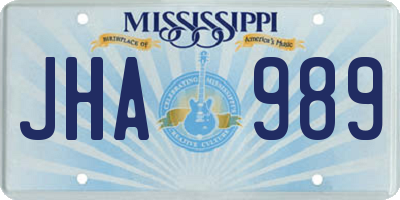 MS license plate JHA989