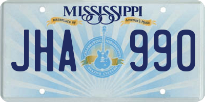 MS license plate JHA990