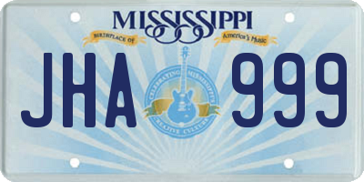 MS license plate JHA999
