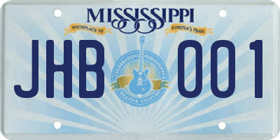 MS license plate JHB001