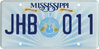 MS license plate JHB011