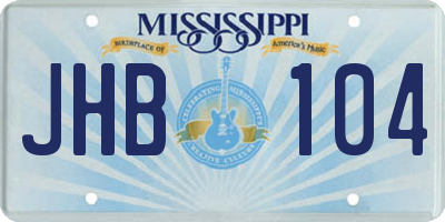 MS license plate JHB104