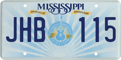 MS license plate JHB115