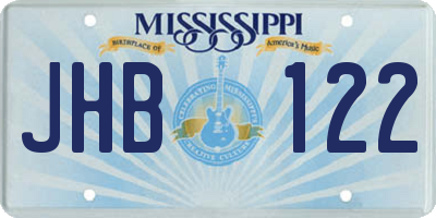 MS license plate JHB122