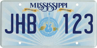 MS license plate JHB123