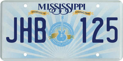 MS license plate JHB125