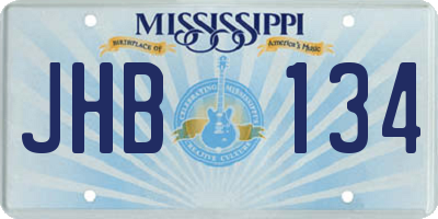MS license plate JHB134