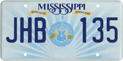 MS license plate JHB135