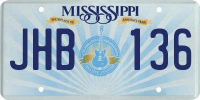 MS license plate JHB136