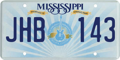 MS license plate JHB143