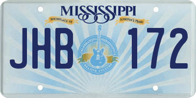 MS license plate JHB172