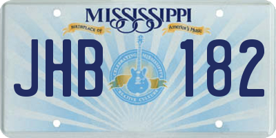 MS license plate JHB182