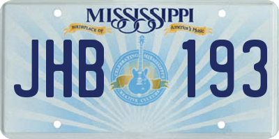 MS license plate JHB193
