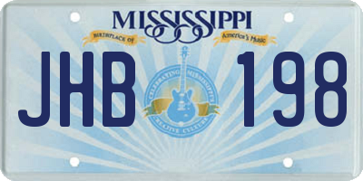 MS license plate JHB198