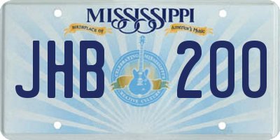 MS license plate JHB200