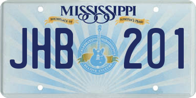 MS license plate JHB201