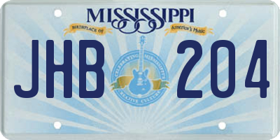 MS license plate JHB204