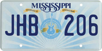 MS license plate JHB206