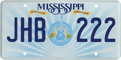 MS license plate JHB222